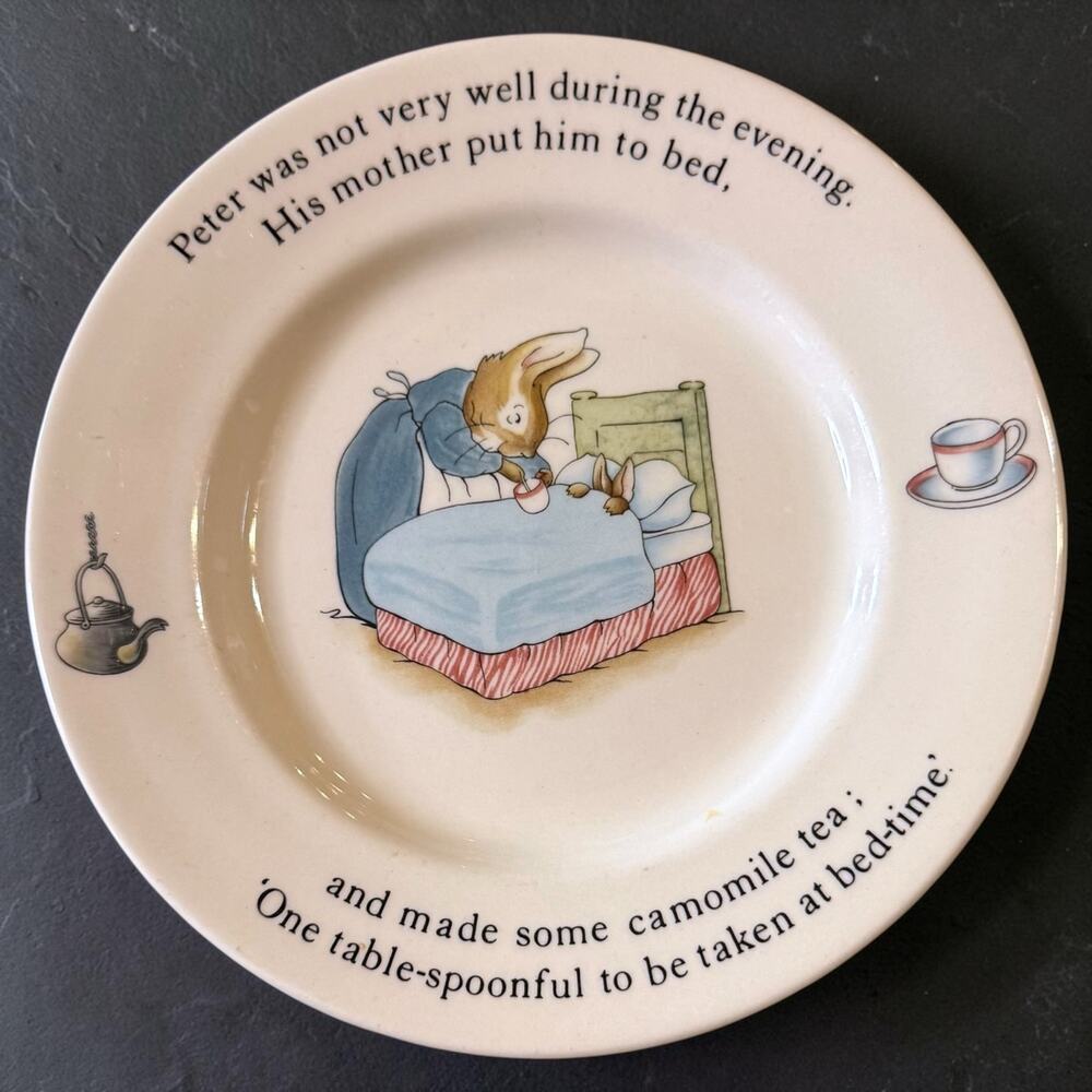 Wedgwood Peter Rabbit Childs Plate F Warne Beatrix Potter England Bunny Mother